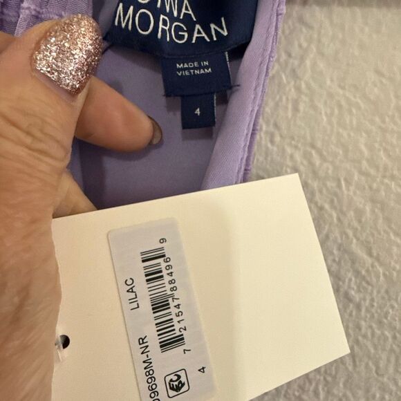 NWT Donna Morgan Lilac halter neck ruffled tiered midi dress. Size 4 - Picture 6 of 13